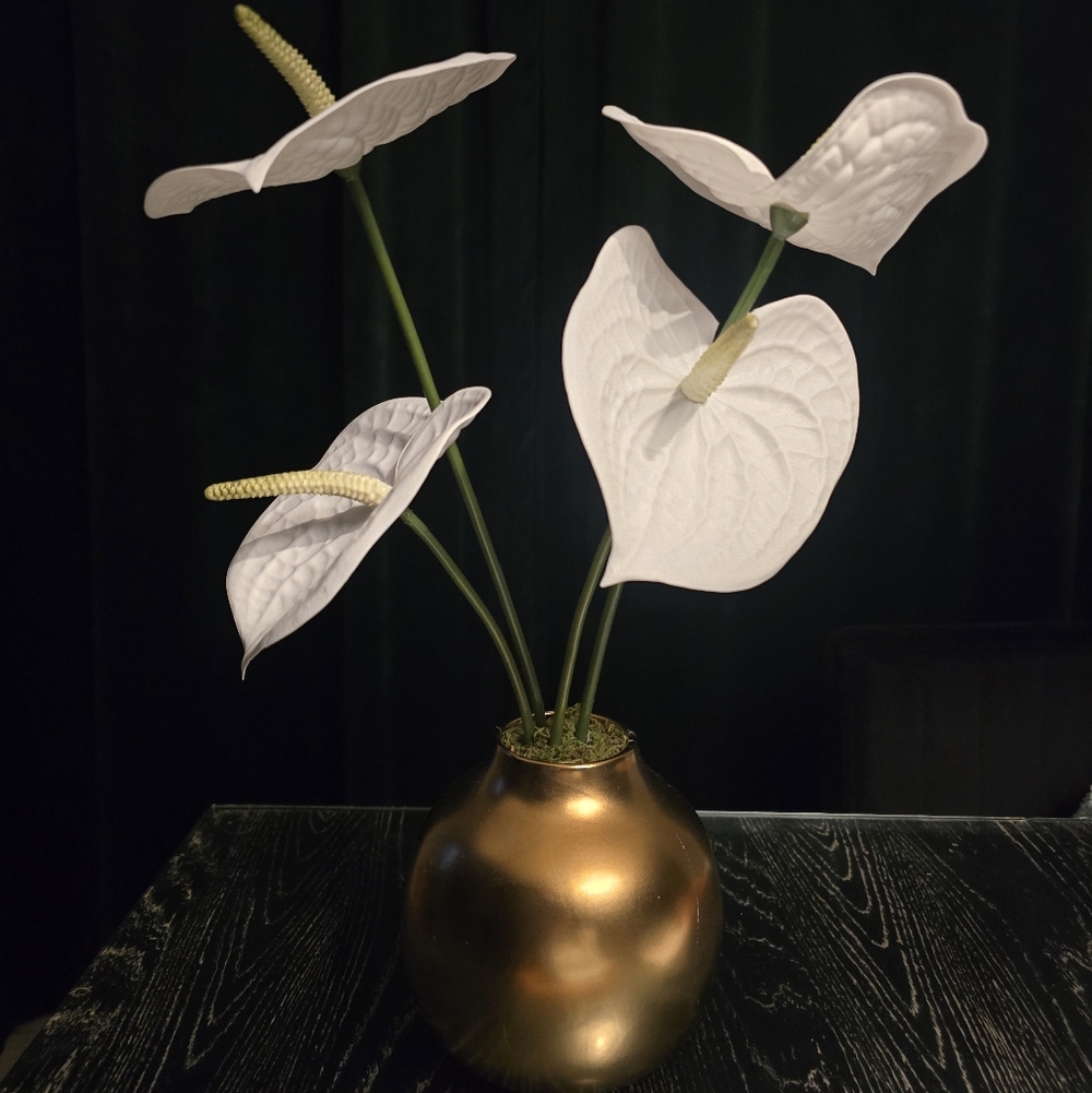 Target White Faux Florals in Gold Vase